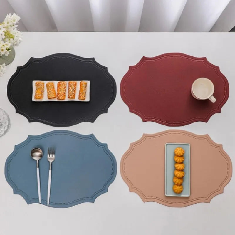 1/4/6-Piece PU Faux Leather Placemat Set – Luxury Dining Table Mats for Kitchen, Cafe & Home