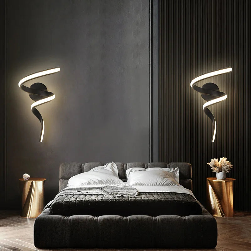 Nordic Spiral LED Wall Lamp – Modern Indoor Wall Sconce for Bedroom, Staircase & Hallway