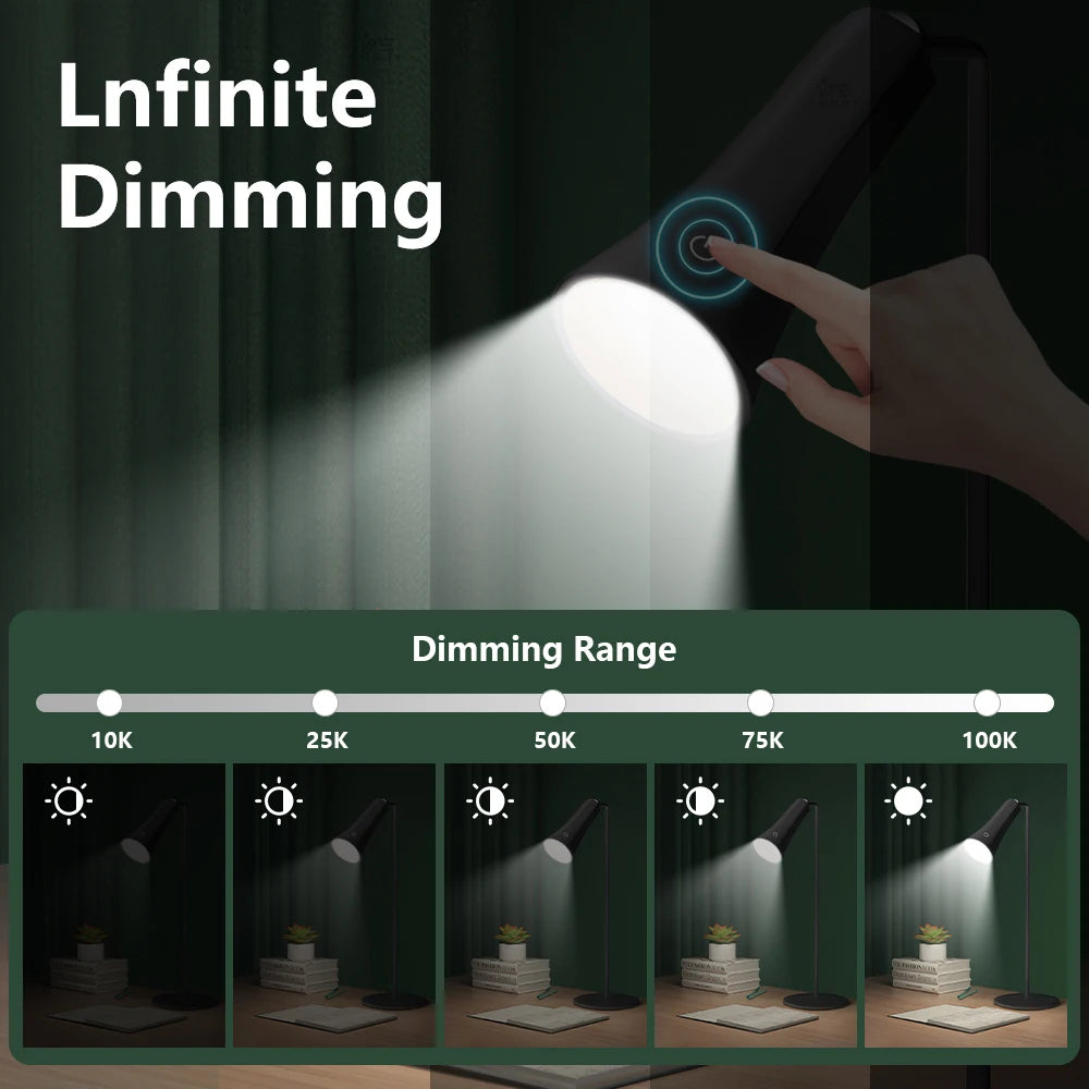 5-in-1 Rechargeable LED Desk Lamp – Eye-Protection Table Lamp with Magnetic Clip, Night Light & Power Bank for Study and Reading