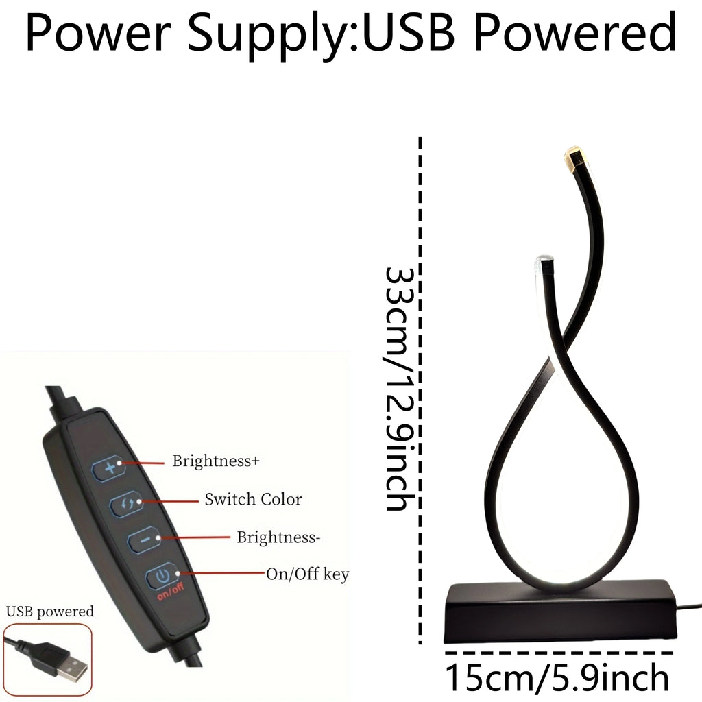 Modern USB Desk Lamp – Creative LED Table Light with Three-Color Lighting for Bedroom, Study, Office & Coffee Shop Décor (1PC)