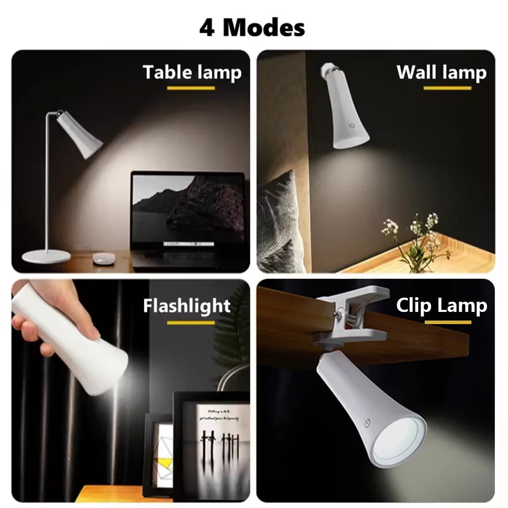 5-in-1 Rechargeable LED Desk Lamp – Eye-Protection Table Lamp with Magnetic Clip, Night Light & Power Bank for Study and Reading