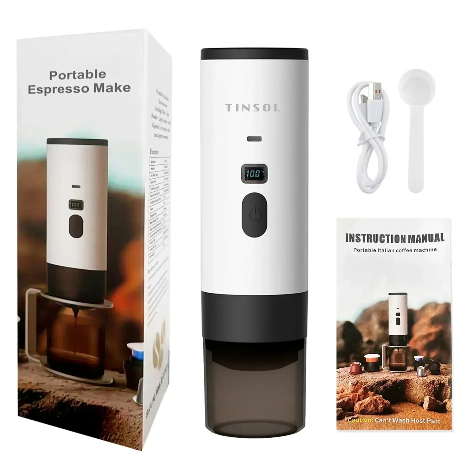 Portable Electric Capsule Coffee Maker – Cordless Heated Coffee Machine for Car, Home & Camping