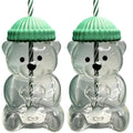 Cute 500ML Cartoon Bear Glass Mug with Straw, Transparent Bear Shaped Coffee & Milk Cup, Creative Reusable Water Juice Drinkwar