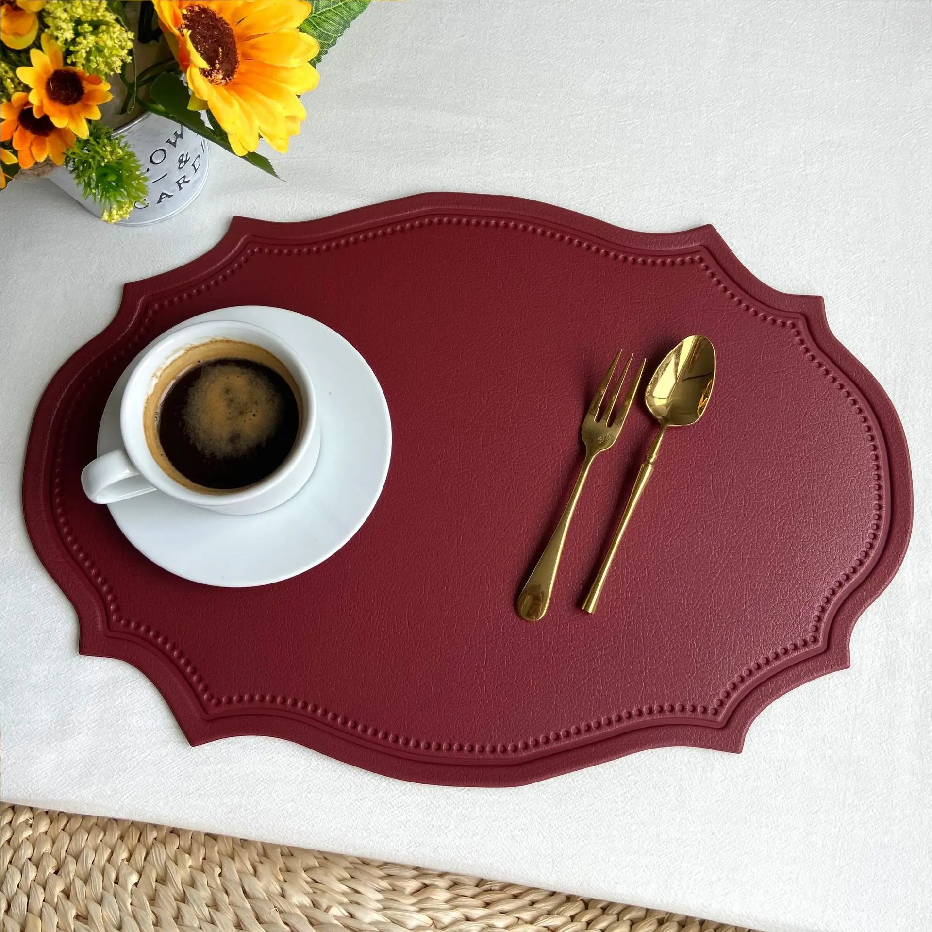 1/4/6-Piece PU Faux Leather Placemat Set – Luxury Dining Table Mats for Kitchen, Cafe & Home