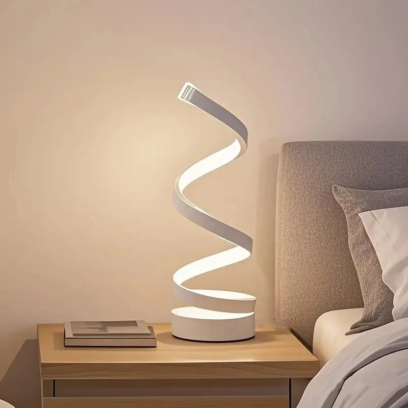 Simple Spiral LED Desk Lamp – USB Powered Desktop Light with Three-Color Lighting for Living Room & Bedroom (1PC)