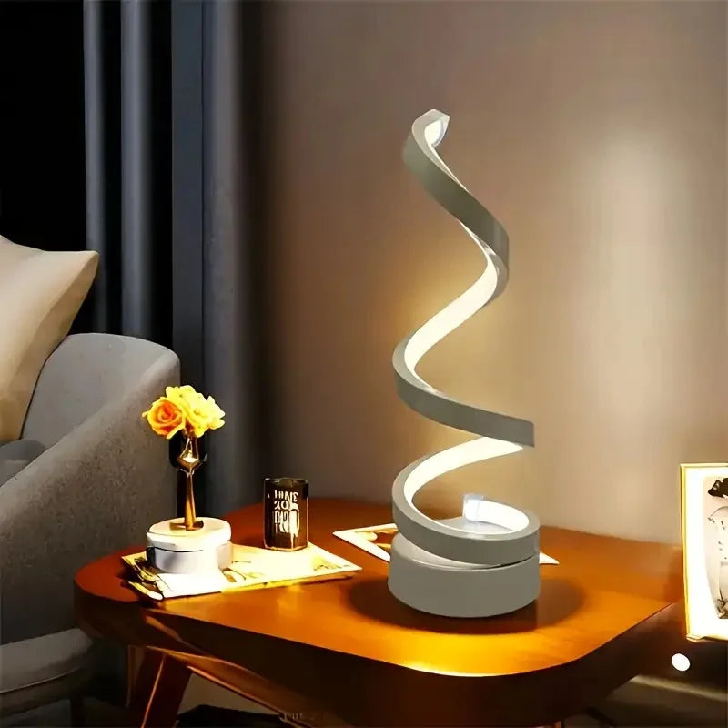 Simple Spiral LED Desk Lamp – USB Powered Desktop Light with Three-Color Lighting for Living Room & Bedroom (1PC)