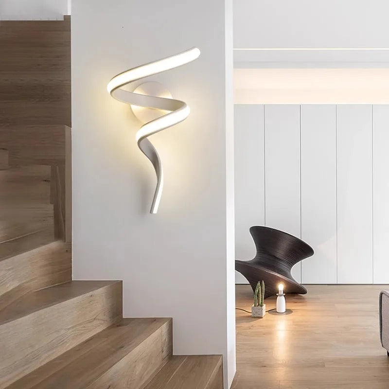 Nordic Spiral LED Wall Lamp – Modern Indoor Wall Sconce for Bedroom, Staircase & Hallway