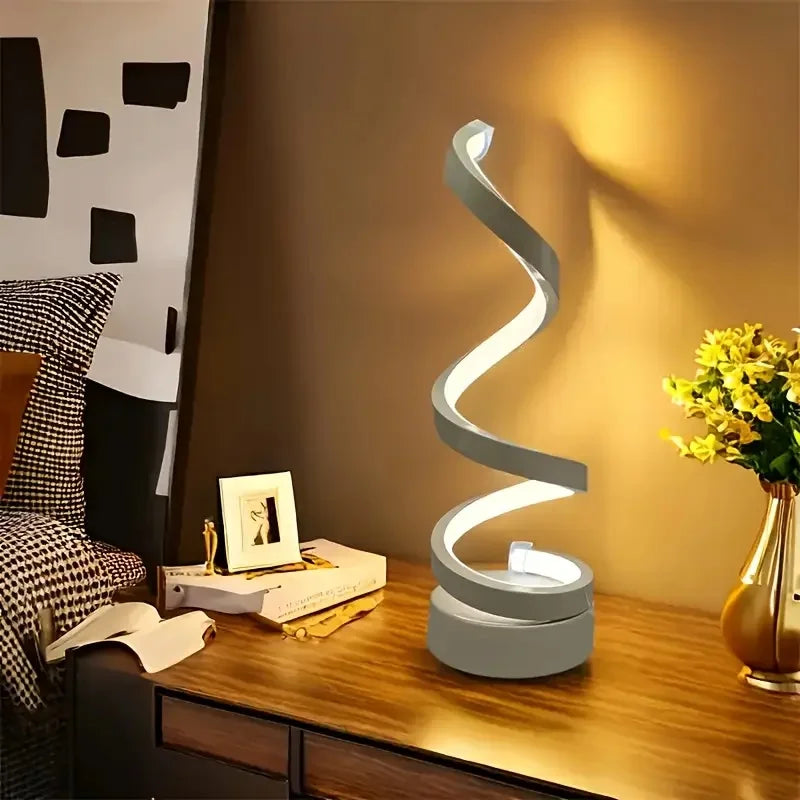 Simple Spiral LED Desk Lamp – USB Powered Desktop Light with Three-Color Lighting for Living Room & Bedroom (1PC)