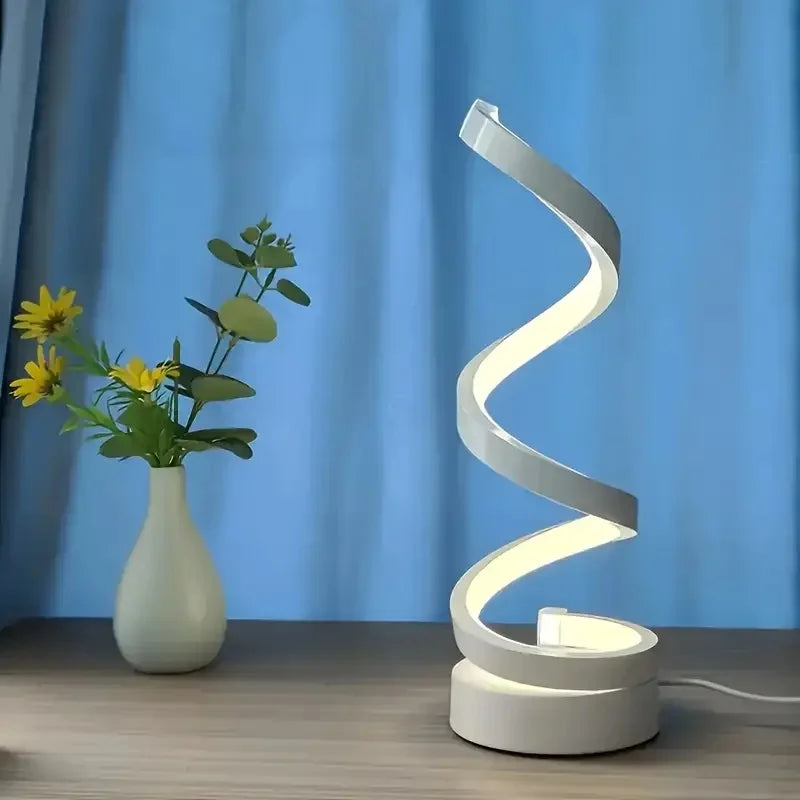 Simple Spiral LED Desk Lamp – USB Powered Desktop Light with Three-Color Lighting for Living Room & Bedroom (1PC)