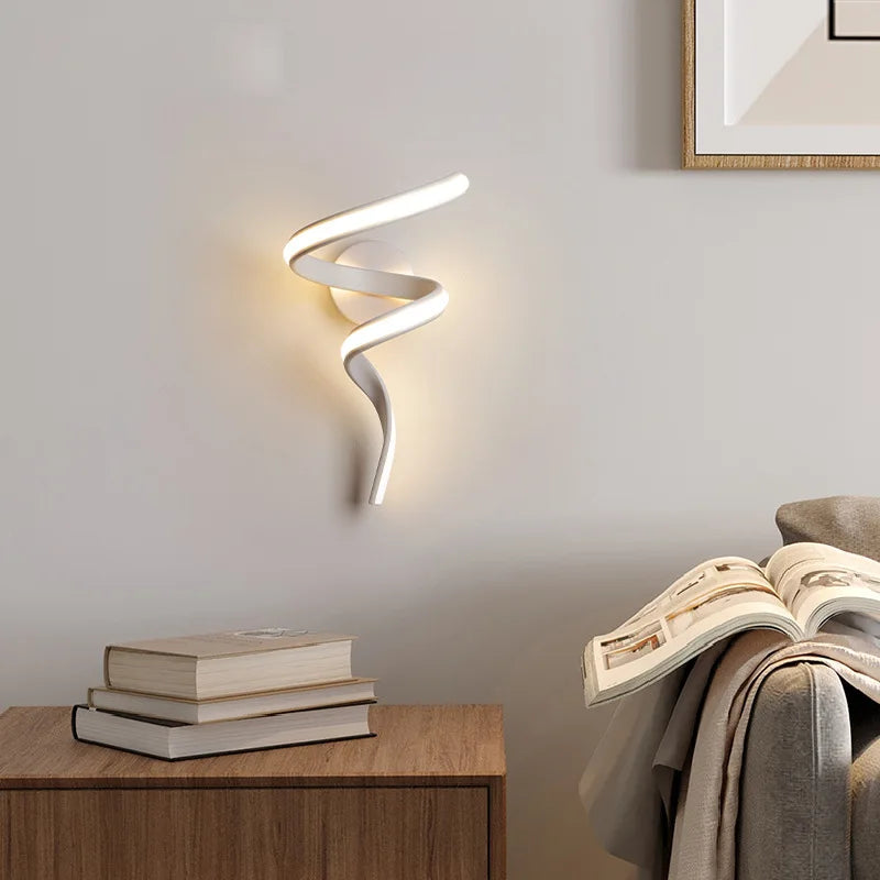 Nordic Spiral LED Wall Lamp – Modern Indoor Wall Sconce for Bedroom, Staircase & Hallway
