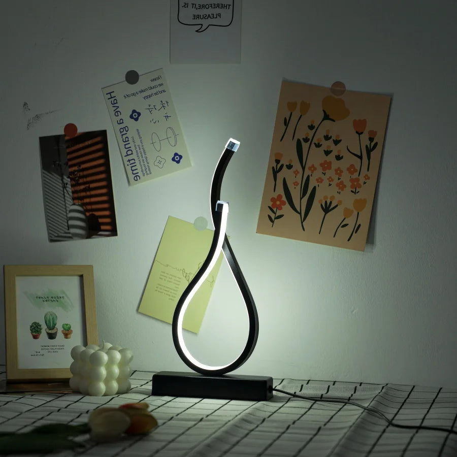 Modern USB Desk Lamp – Creative LED Table Light with Three-Color Lighting for Bedroom, Study, Office & Coffee Shop Décor (1PC)