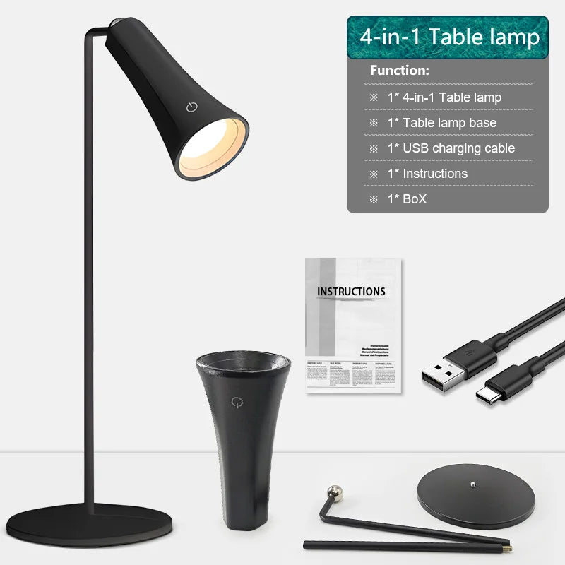 5-in-1 Rechargeable LED Desk Lamp – Eye-Protection Table Lamp with Magnetic Clip, Night Light & Power Bank for Study and Reading