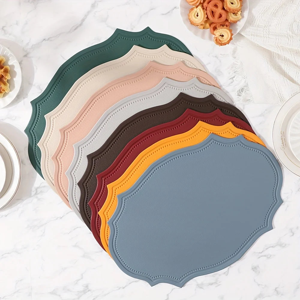 1/4/6-Piece PU Faux Leather Placemat Set – Luxury Dining Table Mats for Kitchen, Cafe & Home
