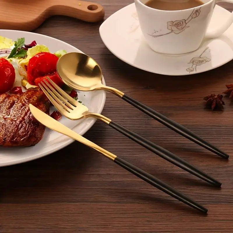 Portable Stainless Steel Cutlery Set (4-Piece) with Storage Box – Reusable Tableware for Home, Office & Travel