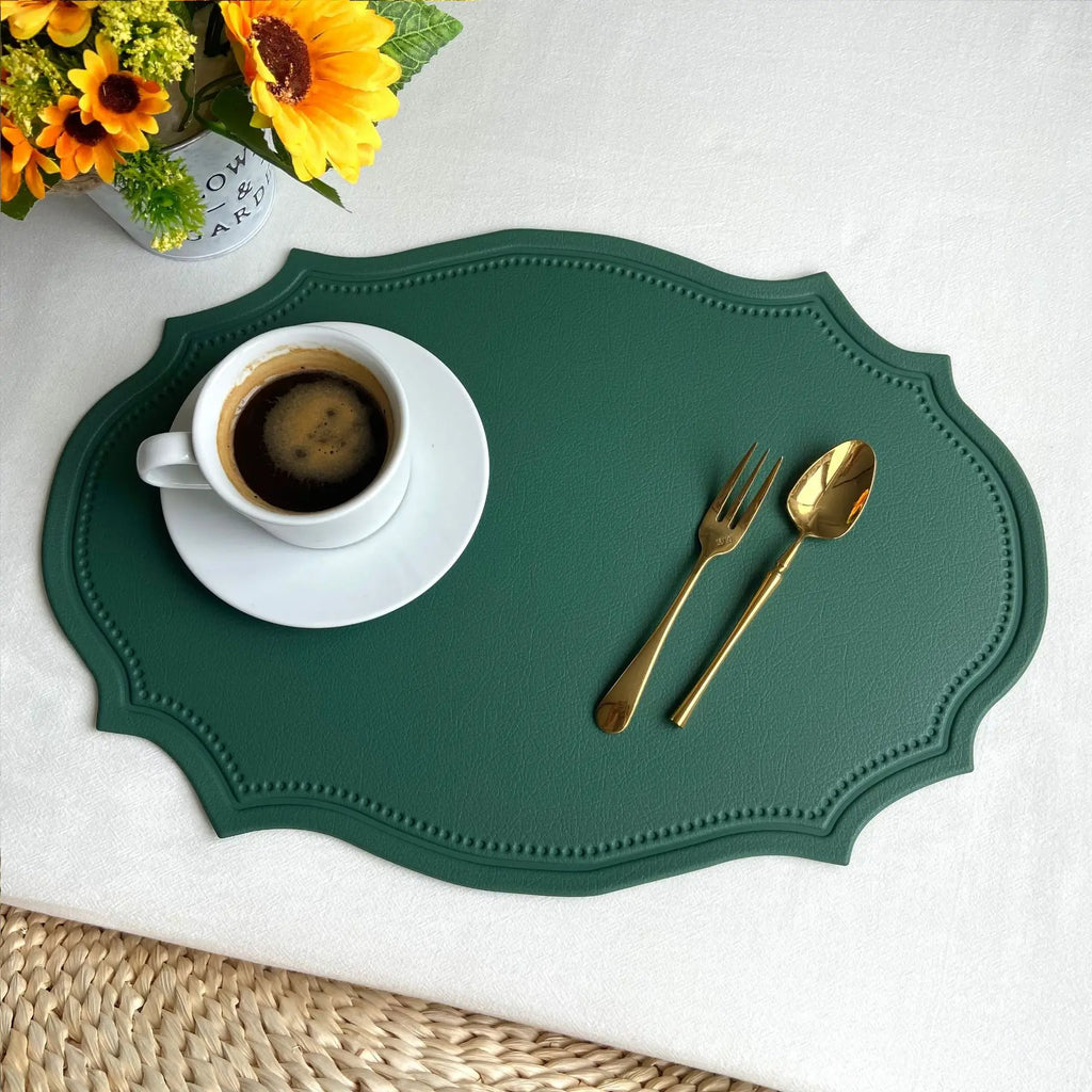 1/4/6-Piece PU Faux Leather Placemat Set – Luxury Dining Table Mats for Kitchen, Cafe & Home
