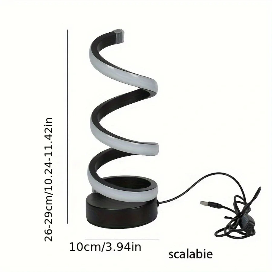 Simple Spiral LED Desk Lamp – USB Powered Desktop Light with Three-Color Lighting for Living Room & Bedroom (1PC)