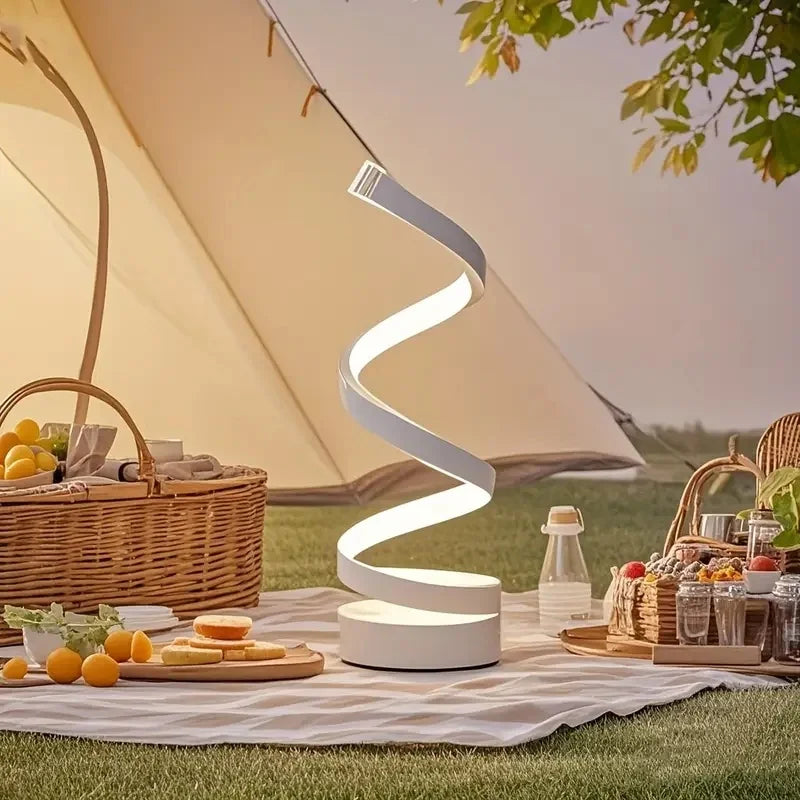 Simple Spiral LED Desk Lamp – USB Powered Desktop Light with Three-Color Lighting for Living Room & Bedroom (1PC)