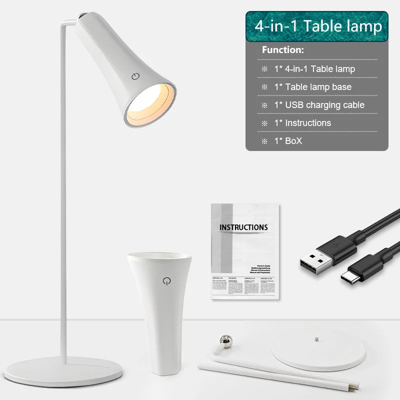 5-in-1 Rechargeable LED Desk Lamp – Eye-Protection Table Lamp with Magnetic Clip, Night Light & Power Bank for Study and Reading