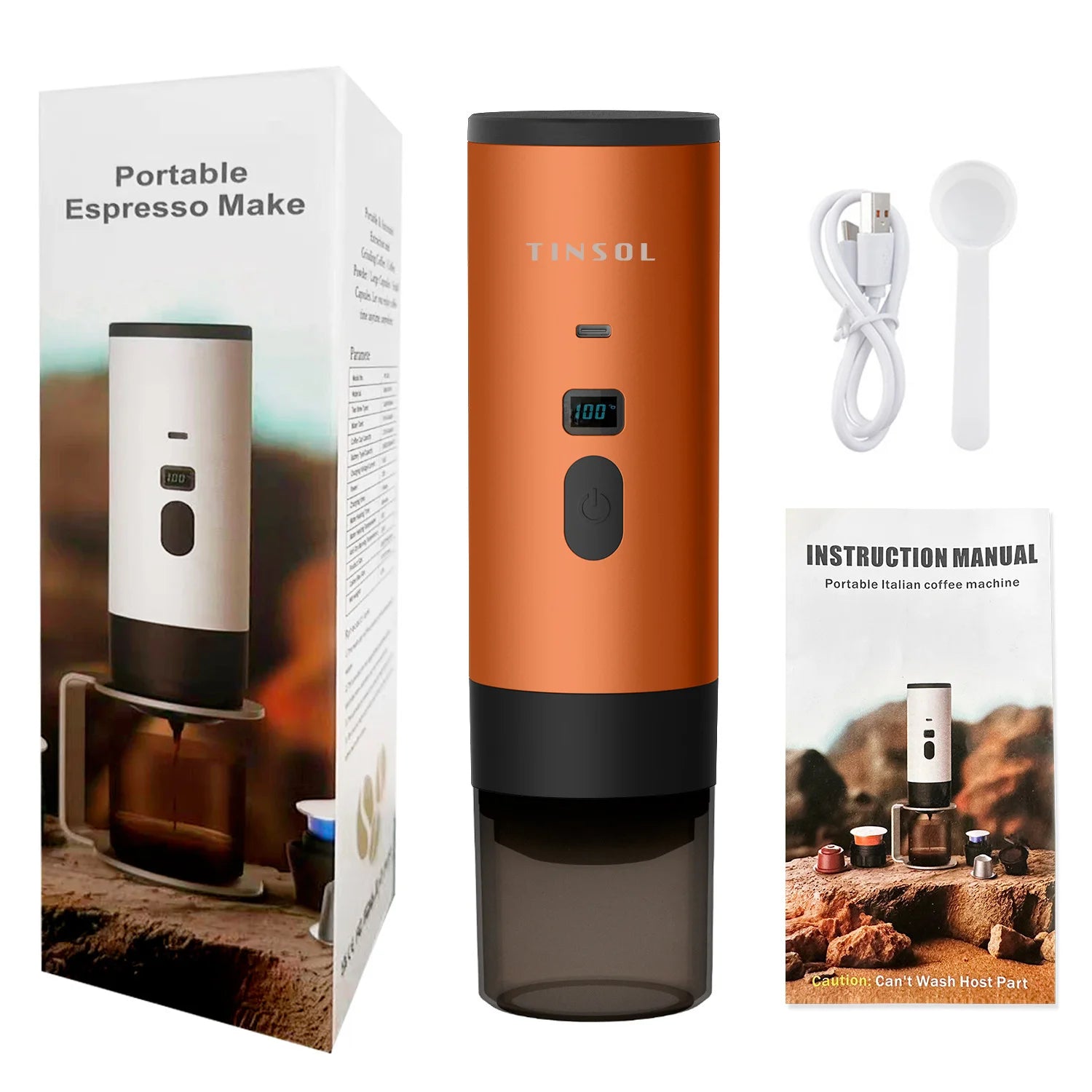 Portable Electric Capsule Coffee Maker – Cordless Heated Coffee Machine for Car, Home & Camping