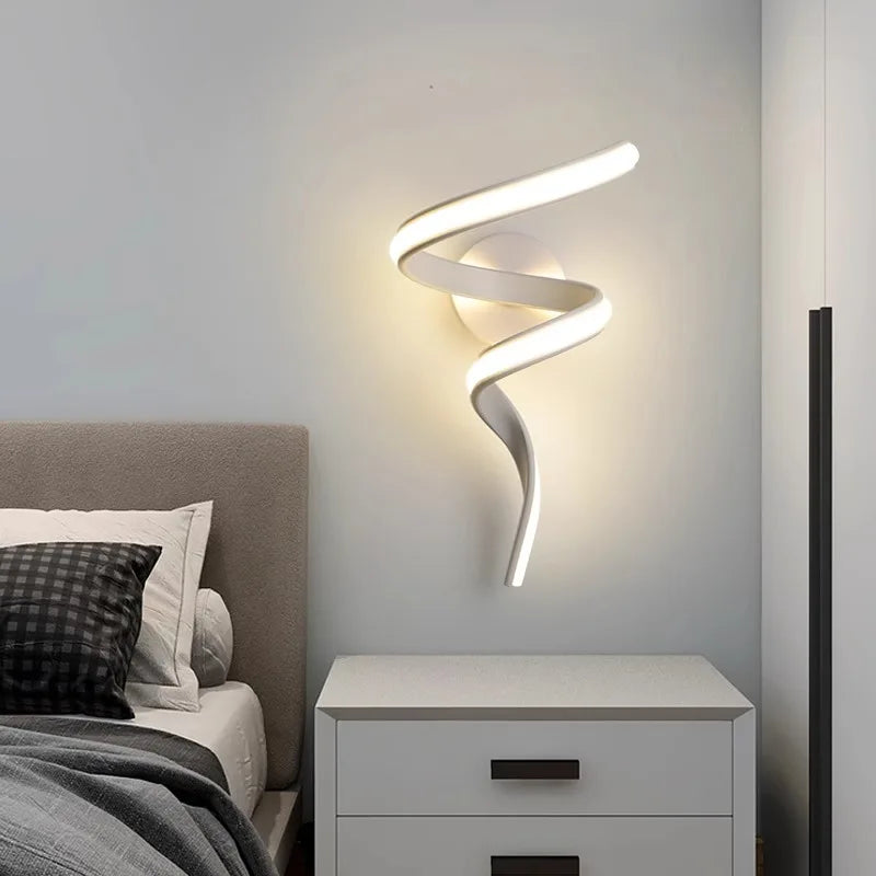 Nordic Spiral LED Wall Lamp – Modern Indoor Wall Sconce for Bedroom, Staircase & Hallway