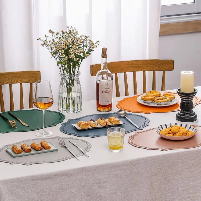 1/4/6-Piece PU Faux Leather Placemat Set – Luxury Dining Table Mats for Kitchen, Cafe & Home