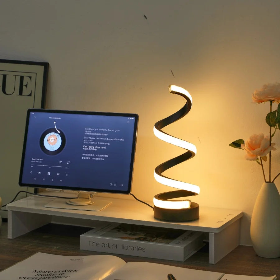 Simple Spiral LED Desk Lamp – USB Powered Desktop Light with Three-Color Lighting for Living Room & Bedroom (1PC)