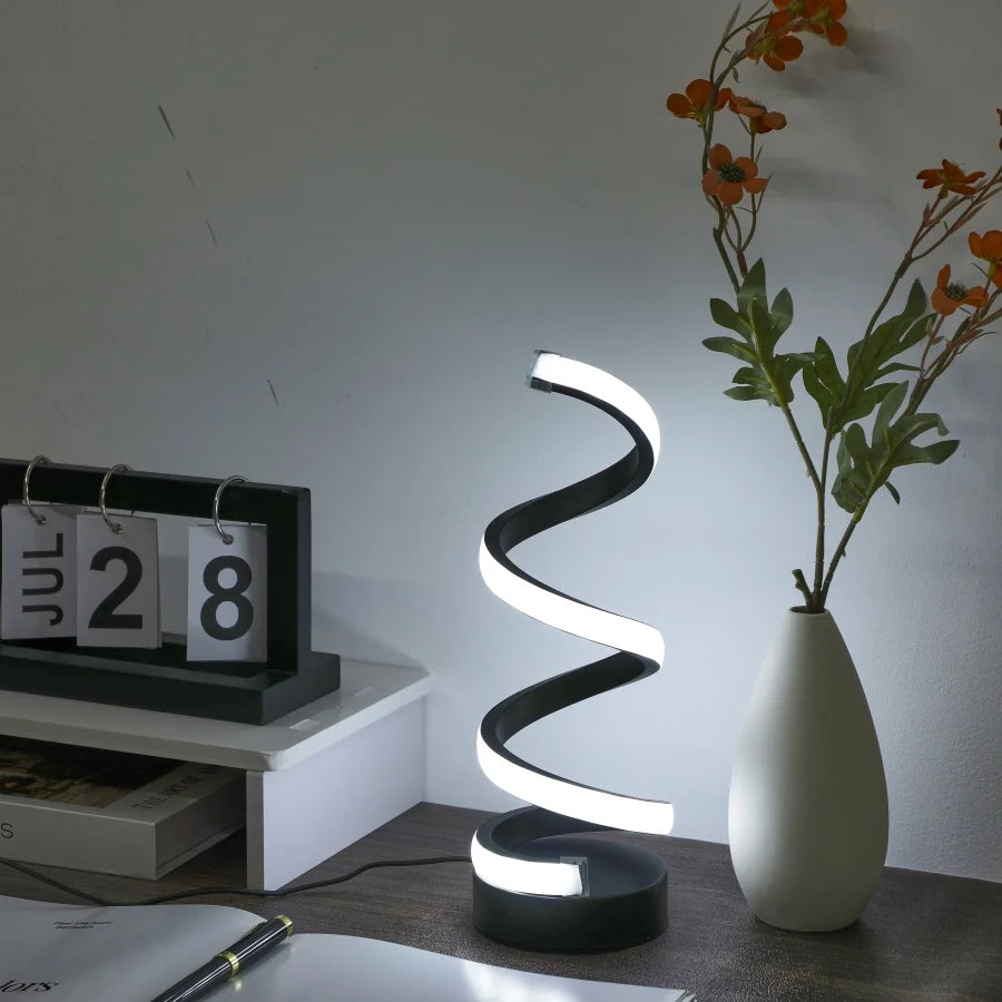 Simple Spiral LED Desk Lamp – USB Powered Desktop Light with Three-Color Lighting for Living Room & Bedroom (1PC)