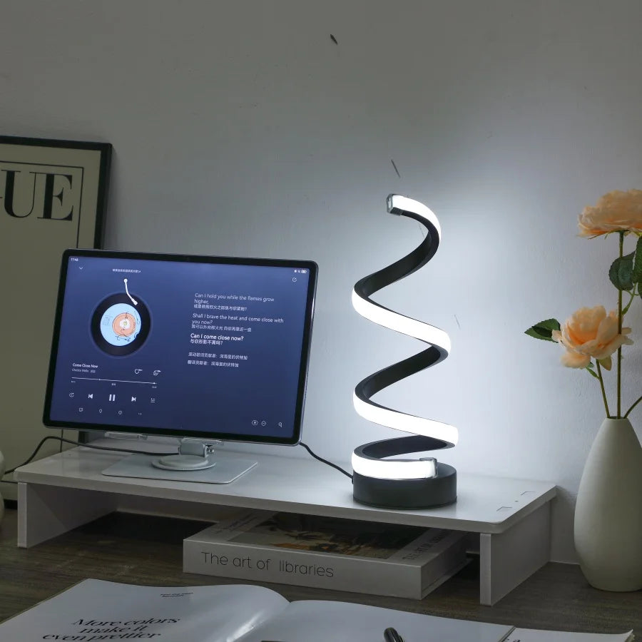 Simple Spiral LED Desk Lamp – USB Powered Desktop Light with Three-Color Lighting for Living Room & Bedroom (1PC)