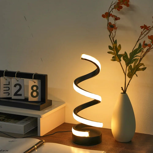 Simple Spiral LED Desk Lamp – USB Powered Desktop Light with Three-Color Lighting for Living Room & Bedroom (1PC)