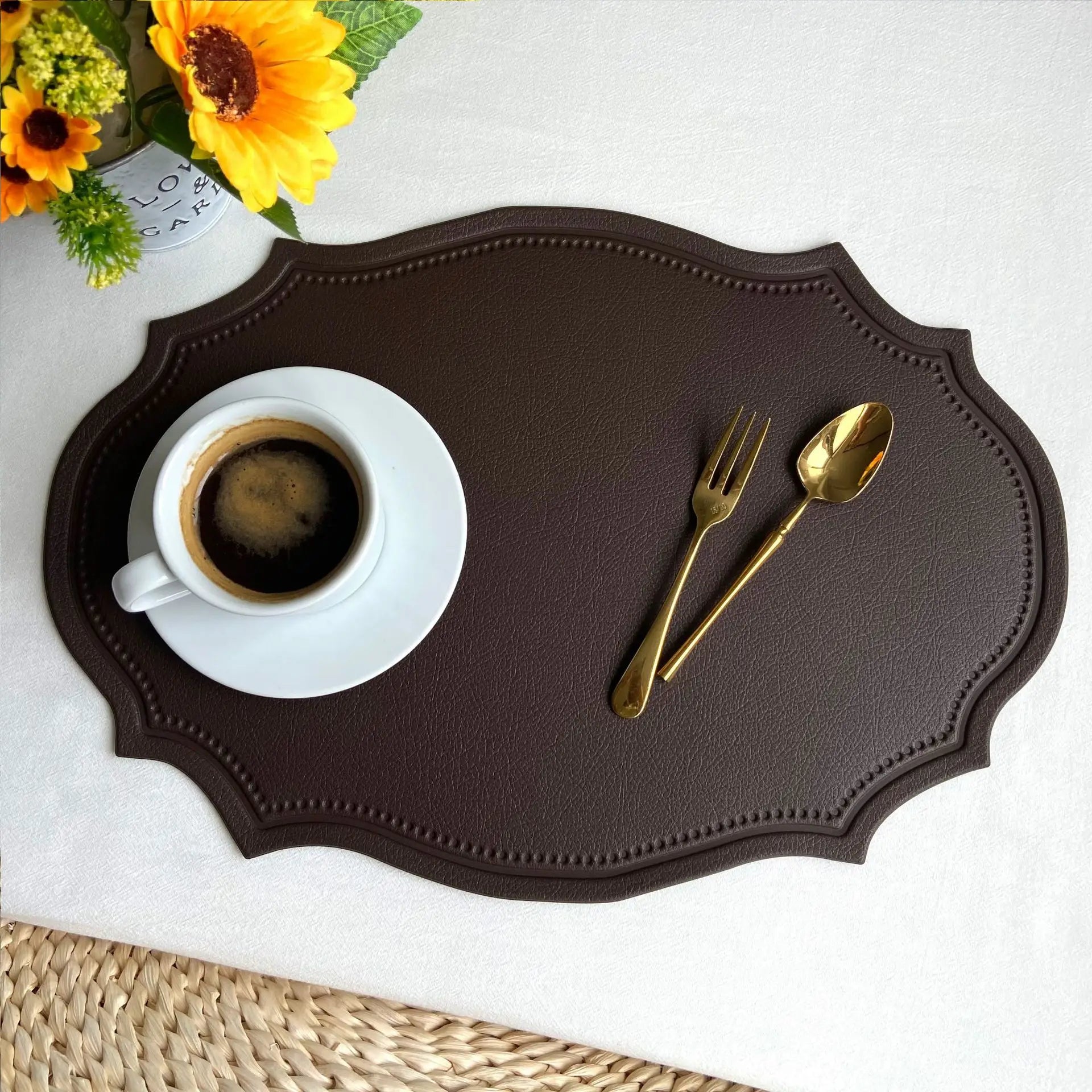 1/4/6-Piece PU Faux Leather Placemat Set – Luxury Dining Table Mats for Kitchen, Cafe & Home